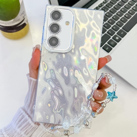 Протиударний чохол Plating Glitter Texture Chain  для Samsung Galaxy S25+ 5G - White Wrinkles