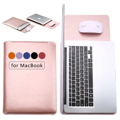 Шкіряний Чохол конверт 4 в 1 LPK Microfiber Leather для MacBook Air/Pro 13 Коричневий з чохлом для мишки та зарядки