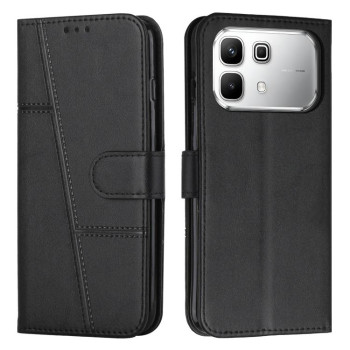Чехол-книжка со строчкой и фактурой Calf с магнитным хлястиком на Infinix Note 60 / 60 Pro 5G — чёрный