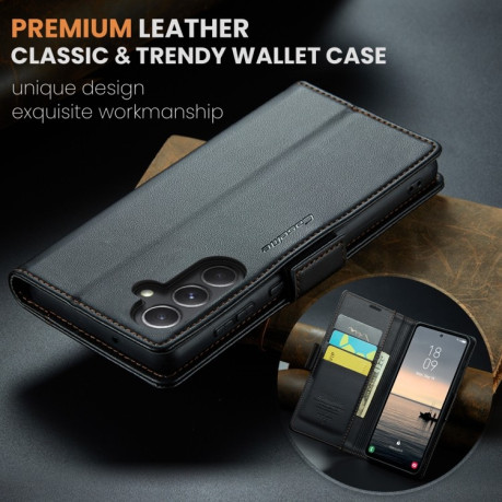 Чехол-книжка CaseMe 023 Butterfly Buckle Litchi Texture RFID Anti-theft Leather для Samsung Galaxy S23 FE 5G - черный