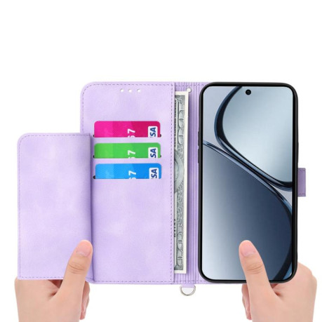 Чохол-книжка Skin-feel Flowers Embossed для OPPO Reno13 F /Reno13 FS 4G/5G - фіолетовий