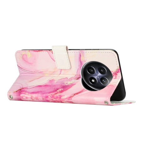 Чехол-книжка Painted Marble Pattern для Realme 12 5G / 13 5G Global - розовое золото