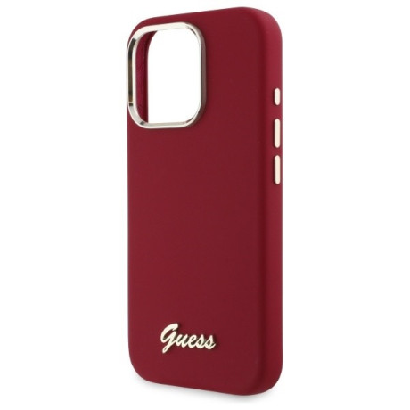 Оригінальний чохол Guess Silicone Script Metal Logo для iPhone 16 Pro - Pink