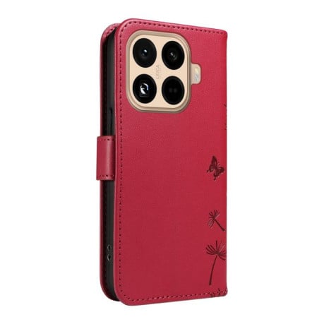 Чехол-книжка Dandelion Embossed Pattern Flip Leather на Xiaomi 15T Pro 5G - красный
