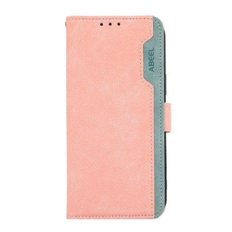 Чехол-книжка ABEEL Color Block Magnetic RFID Leather на Xiaomi Poco F7 Pro / F7 Ultra Global - Pink-Cyan