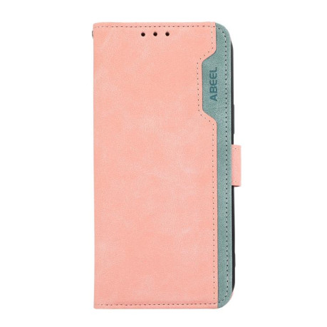 Чохол-книжка ABEEL Color Block Magnetic RFID Leather для iPhone 16e - Pink-Cyan