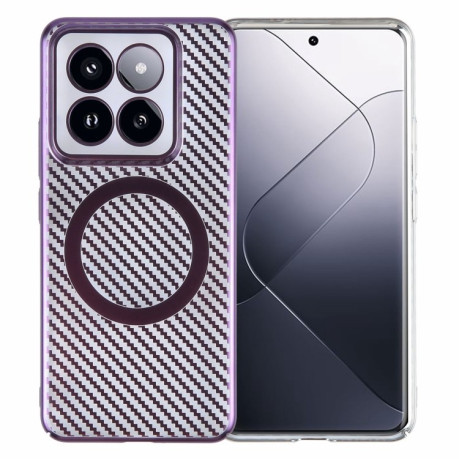 Противоударный чехол 6D Gold Plated Magsafe на Xiaomi 14 Pro - Aurora Purple