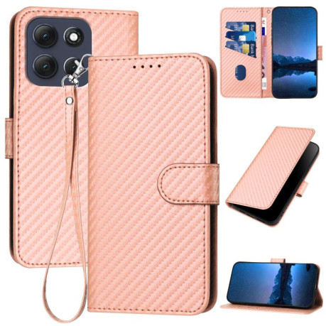 Чохол-книжка Carbon Fiber Texture на Motorola Moto G86 Power - рожевий