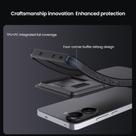 Ударозащитный чехол NILLKIN CamShield Pro на Xiaomi Poco X7 Pro - зеленый