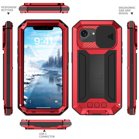 Противоударный чехол R-JUST Sliding для iPhone 16e - красный