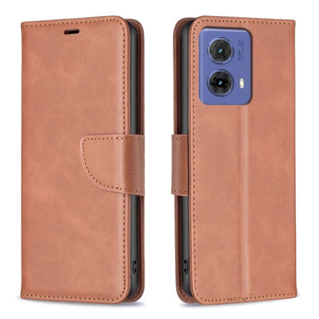 Чехол-книжка Lambskin Texture Pure Color для Motorola Moto G85 - коричневый