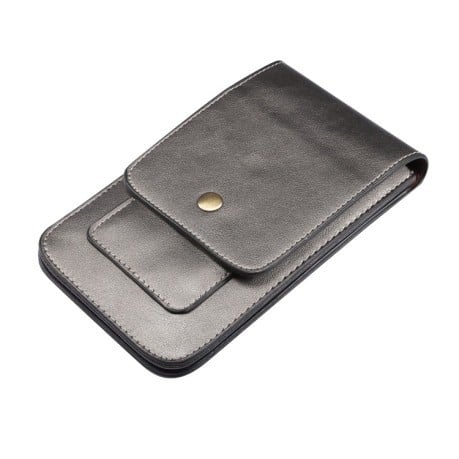 Універсальний чохол з фактурою Lambskin Texture Men з кріпленням на пояс та магнітною застібкою Size:L - сірий