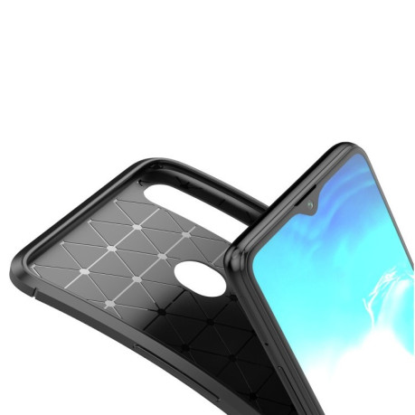 Противоударный карбоновый чехол Beetle Series Carbon Fiber Texture на Samsung Galaxy A20s- черный