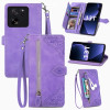 Чохол-книжка Embossed Flower Zipper Leather на Xiaomi Redme Note 13 5G - фіолетовий