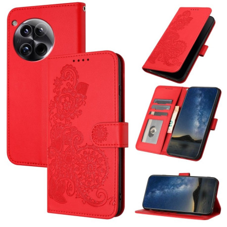 Чохол- книжка Totem Embossed Magnetic Leather на OnePlus 12 - червоний