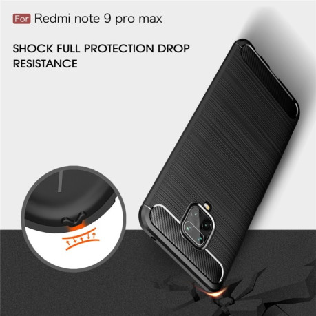 Чехол Brushed Texture Carbon Fiber на Xiaomi Redmi Note 9 Pro Max / Note 9 Pro / Note 9S - черный