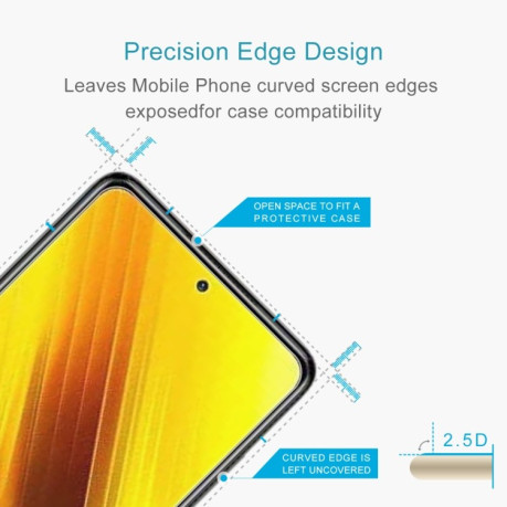 Защитное стекло 0.26mm 9H 2.5D на Xiaomi Poco X3 - прозрачное