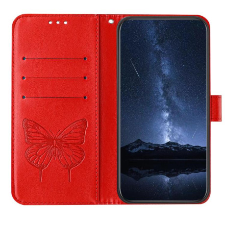 Чехол-книжка Embossed Butterfly для OPPO Reno13 F/Reno13 FS- красный