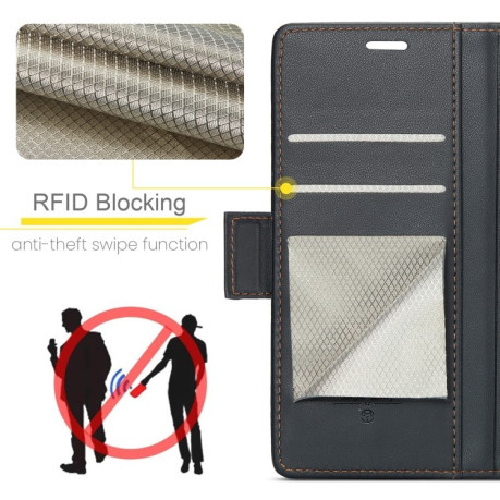 Чохол-книжка CaseMe 023 Butterfly Buckle Litchi RFID Anti-theft Leather для iPhone 16 Pro - чорний