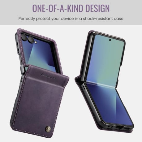 Чохол-книжка CaseMe 033 з фактурою Calf та захистом від сканування RFID на Samsung Galaxy Filp 7 5G - фіолетовий
