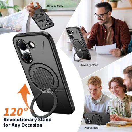 Чохол Metal Rotation Holder MagSafe TPU Hybrid PC з металевим поворотним тримачем і MagSafe на Xiaomi Redmi Turbo 5 5G / Poco X8 Pro 5G — чорний