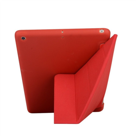 Чохол-книжка Solid Color Trid-fold Deformation Stand на iPad 9/8/7 10.2 (2019/2020/2021) -червоний