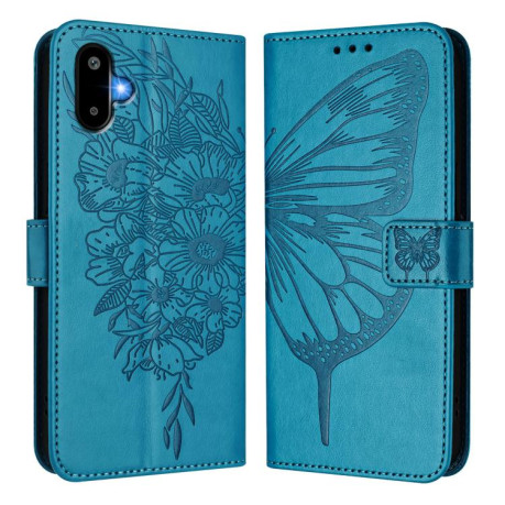 Чехол-книжка Embossed Butterfly для Samsung Galaxy M06 5G - синий