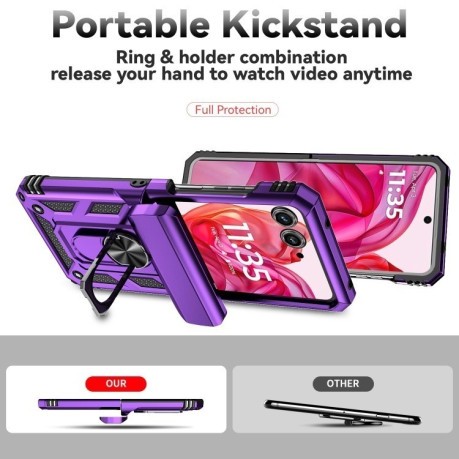 Противоударный чехол Sliding Camshield для Motorola razr 50 - фиолетовый
