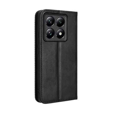 Чехол-книжка Magnetic Buckle Retro Crazy Horse Texture на Xiaomi 14T Pro - черный