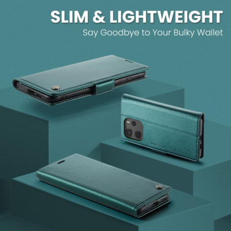 Чохол-книжка CaseMe 023 Butterfly Buckle Litchi Texture RFID Anti-theft Leather для Xiaomi Redmi Note 14 4G 164.84mm - зелений
