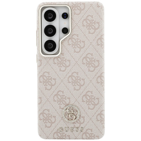 Оригінальний чохол Guess 4G Rhinestone Round Logo з MagSafe для Samsung Galaxy S26 Ultra — рожевий
