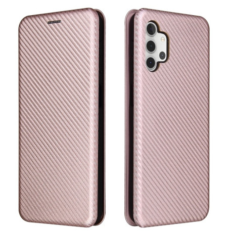Чохол-книжка Carbon Fiber Texture на Samsung Galaxy A32 4G- рожевий