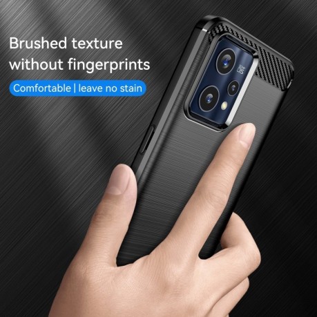 Протиударний чохол Brushed Texture Carbon Fiber на Realme 9 - чорний