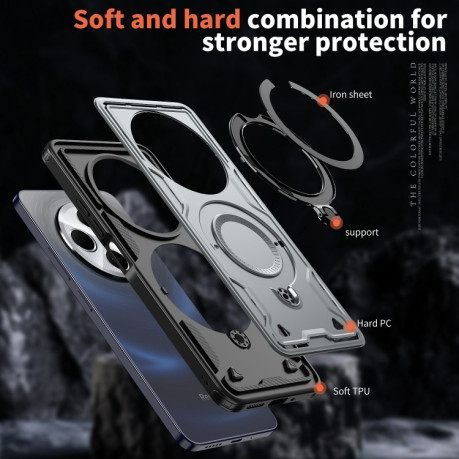 Противоударный чехол MagSafe Holder Armor PC Hybrid для Xiaomi Redmi 14C 5G - серый