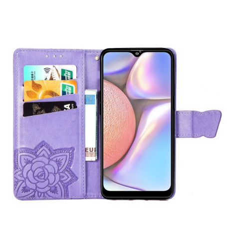 Чохол-книга Butterfly Love Flowers Embossing на Samsung Galaxy A10s- фіолетовий
