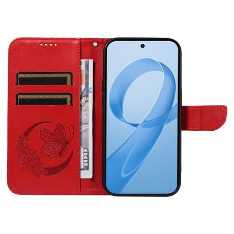 Чехол-книжка Swallowtail Butterfly Embossed Leather для Xiaomi Redmi K90/Poco F8 Pro — красный