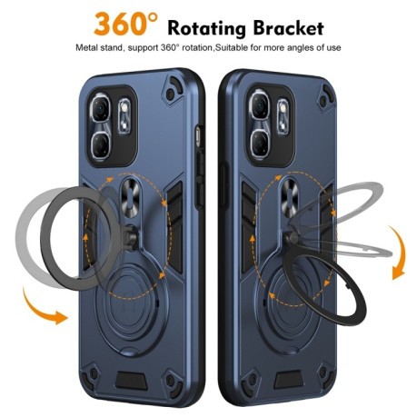Ударозащитный чехол Metal Ring Holder 360 Degree Rotating на Infinix Hot 50i / Smart 9 - синий