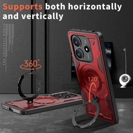 Протиударний чохол MagSafe Holder Armor PC Hybrid для Xiaomi Redmi Note 14 5G/Poco M7 Pro 5G - червоний