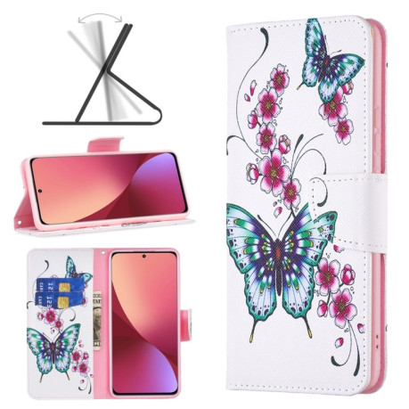 Чехол-книжка Colored Drawing Series на Xiaomi Mi 12 - Peach Blossom Butterfly