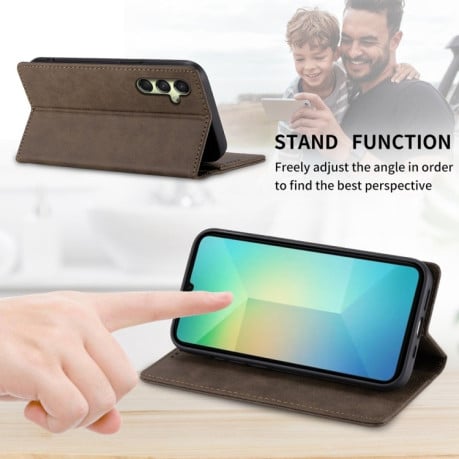 Чохол-книжка Business Solid Color із захистом від сканування RFID на Samsung Galaxy A17 4G - коричневий