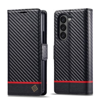 Чехол-книжка LC.IMEEKE Carbon Fiber для Samsung Galaxy Fold 7 5G - Black