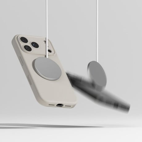 Оригинальный силиконовый чехол Ringke Silicone Magnetic с MagSafe на iPhone 17 Pro - Beige