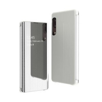 Зеркальный чехол-книжка Flip View Cover на Samsung Galaxy A50/A50S/A30S-серебристый