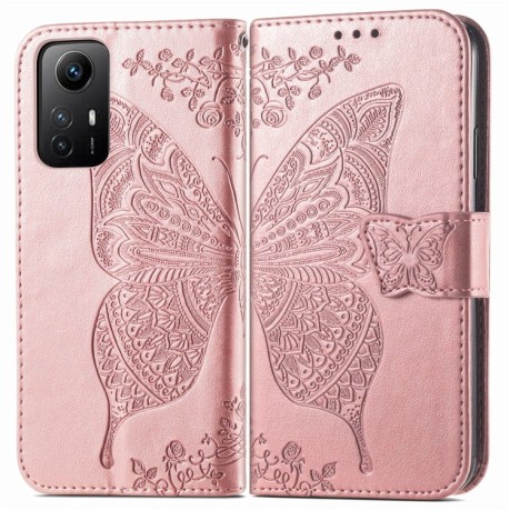 Чехол-книжка Butterfly Love Flower Embossed для Xiaomi Redmi Note 12S - розовое золото