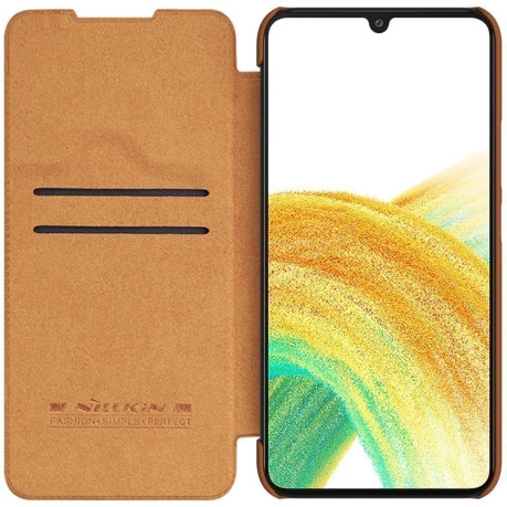 Кожаный чехол-книжка Nillkin Qin Series для Samsung Galaxy A34 5G - коричневый