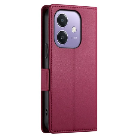 Чехол-книжка Side Buckle Magnetic Frosted Leather для OPPO A3/A3x/A40m - винно-красный