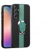Чехол Magnetic Litchi Leather Back Phone Case with Holder для Samsung Galaxy S24+ 5G - зеленый