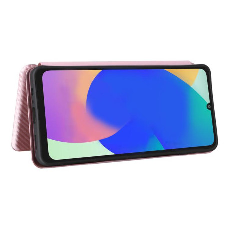 Чехол-книжка Carbon Fiber Texture на Samsung Galaxy M06 5G - розовый