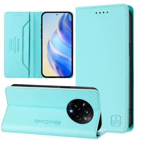 Чохол-книжка RC01 Dual-Folded Magnetic Suction RFID Leather на Realme 14 Pro+ 5G - зелений