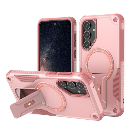 Противоударный чехол MagSafe Holder Armor PC Hybrid для Samsung Galaxy A16 4G / 5G - розовый